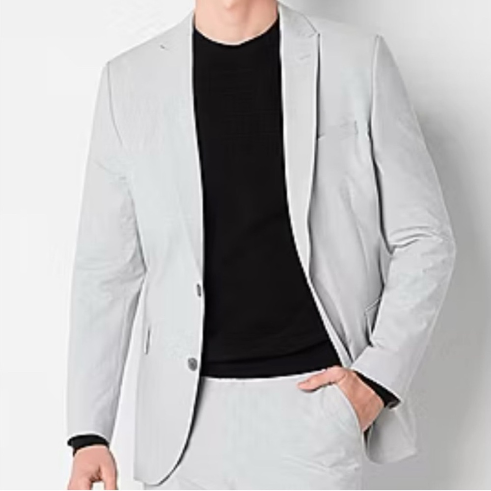 J. Ferrar Mens Slim Classic Fit Light Grey Suit Jacket 42L